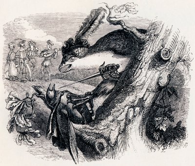 De wouw en de nachtegaal - Fabels van La Fontaine door Grandville