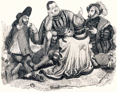 De koopman, de edelman, de patriciër en de zoon van de koning (Le marchand, le gentilhomme, le patre et le fils de roi) - Fabels van La Fontaine door Grandville