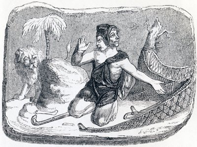 De herder en de leeuw (Le patre et le lion) - Fabels van La Fontaine door Grandville