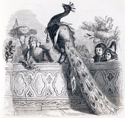 De pauw die klaagt bij Juno - Fabels van La Fontaine door Grandville