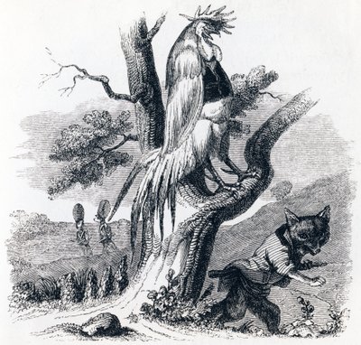De haan en de vos - Fabels van La Fontaine door Grandville