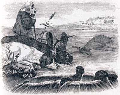De twee honden en de dode ezel - Fabels van La Fontaine door Grandville