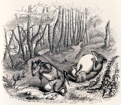 De twee ratten, de vos en het ei - Fabels van La Fontaine door Grandville