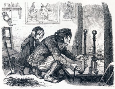 De dorpsbewoner en de slang - Fabels van La Fontaine door Grandville