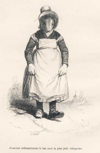 Dorpsmeisje op weg naar het bal door Grandville