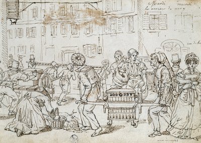 Arbeiders van Nancy, tekening door Jean-Jacques Grandville (1803-1847), Frankrijk door Grandville