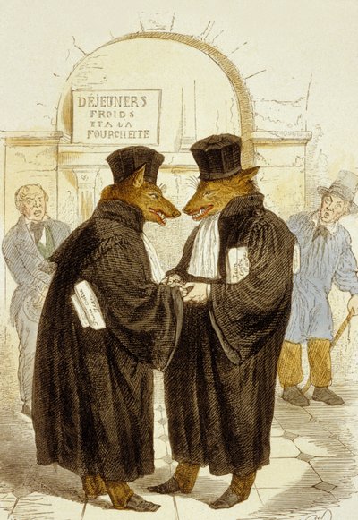 Er is eer onder dieven, uit 100 Spreekwoorden door Grandville (1803 47)