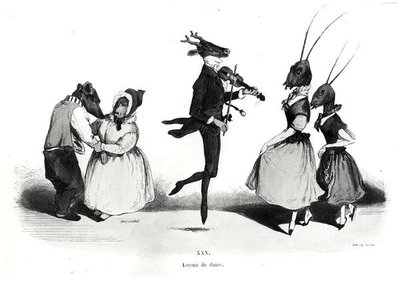 Een Paar Honden, uit de serie Les Metamorphoses du Jour door Grandville