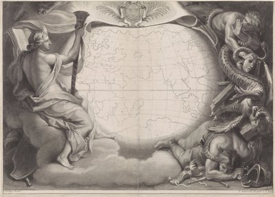 Allegorisch portret van Lodewijk XIV, koning van Frankrijk door Gérard Edelinck