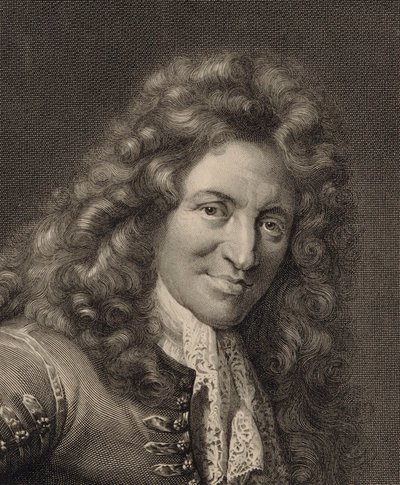 Portret van de luitspeler en componist Charles Mouton ca. 1626-1710, 1690s door Gérard Edelinck