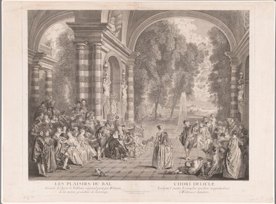 Elegant gezelschap op een terras met zicht op een park door Gérard Jean Baptiste Scotin (II)