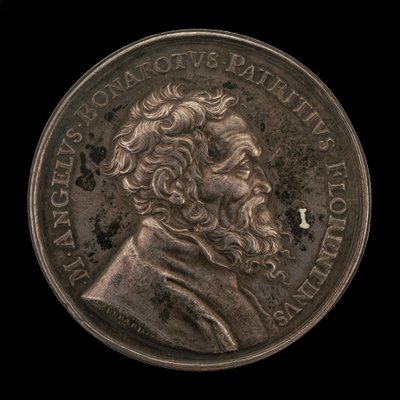 Michelangelo Buonarroti, 1475-1564, Italiaanse kunstenaar keerzijde, 1673 door Gérard Léonard Hérard