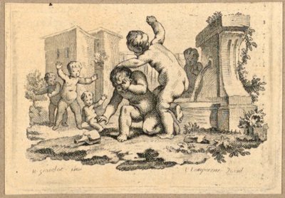 Een Jongen wordt door een Meisje Geslagen door Gravelot