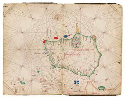 De vroegst bekende aparte kaart van het eiland Ierland, Portolan Atlas door Grazioso Benincasa