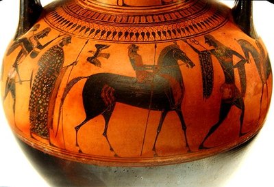 Amphora die het verhaal van Theseus en de Minotaurus toont, ca. 540 v.Chr. door Greek