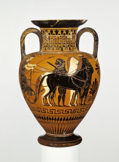 Attische zwartfigurige nekamfoor met apotheose van Heracles door Greek