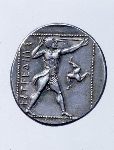 Munt met afbeelding van een slingerwerper (zilver) door Greek