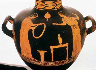 Detail van een Attische roodfigurige Hydria door Greek