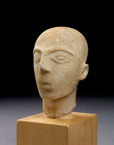 Hoofd van een Cycladische figuur, Amorgos door Greek