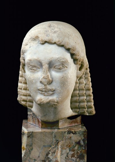 Hoofd van een Kouros, uit Athene, ca. 510 v.Chr. door Greek