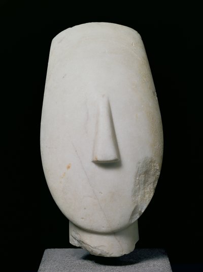 Hoofd van een vrouw, fragment van een standbeeld uit Keros, Vroeg Cycladische II Periode, ca. 2700-2400 v.Chr. door Greek