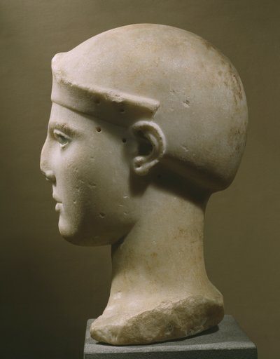Hoofd van de geharnaste Athena, uit Aegina, c.470-460 v.Chr. door Greek