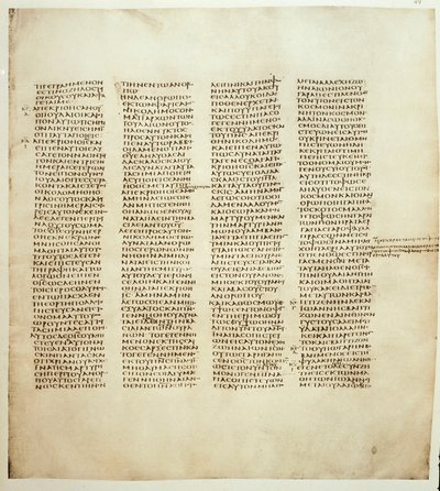 Pagina van het Evangelie van Johannes. Grieks Codex bekend als Codex Sinaiticus tussen 330 en 350 door Greek