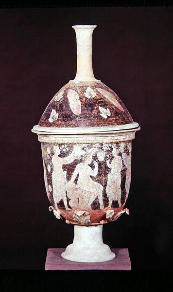 Pyxis met deksel, ca. 200-180 v.Chr. (keramiek) door Greek