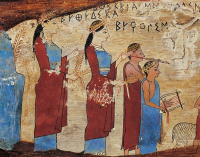 Votiefpaneel uit de Pitsa-grot bij Sikyon (detail) door Greek