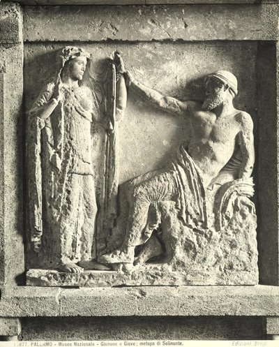 Zeus en Hera, metope van Tempel E in Selinunte, Sicilië door Greek