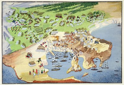 Slag om Piraeus, uit de Picturale Geschiedenis van de Griekse Onafhankelijkheidsoorlog door Greek School