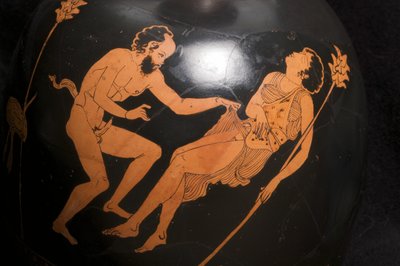 Detail van een roodfigurige squat lekythos (terracotta) door Greek School