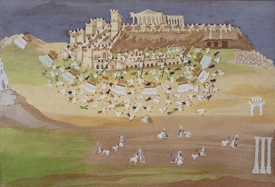 Eerste slag om Athene in 1826, uit de Picturale Geschiedenis van de Griekse Onafhankelijkheidsoorlog door Greek School