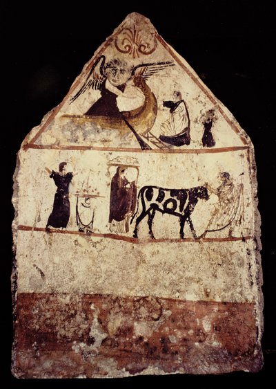 Gaudo Necropolis, Lucaniaanse fresco grafschildering 340 v.Chr. door Greek School