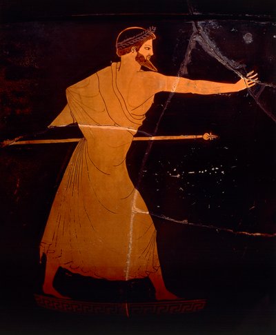 Griekse beschaving, roodfigurige keramiek. Attische krater die Zeus afbeeldt, toegeschreven aan de Berlijnse schilder. (detail) door Greek School