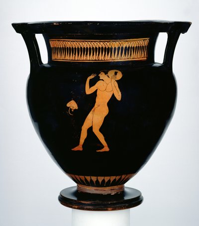 Roodfigurige krater met een discuswerper (keramiek) door Greek School