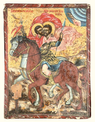 Heiligen Theodorus Tyron en Theodorus Stratelates door Greek School