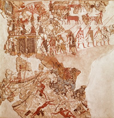 De dood van Libiërs, Akrotiri fresco, Thera (nu Santorini) (Griekenland), Minoïsche beschaving door Greek School