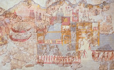 De vloot, Akrotiri fresco, Thera (nu Santorini), Minoïsche beschaving door Greek School