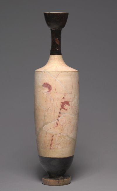 Wit-Grond Lekythos (funerair oliekruikje), c.420 v.Chr. door Greek School