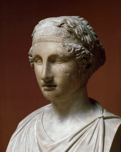 Portret van Sapho (marmeren beeldhouwwerk) door Greek or Roman