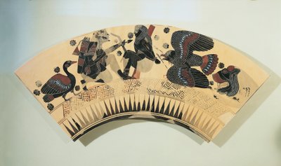 Fragment van een vaas, die Heracles uitbeeldt die Prometheus bevrijdt van zijn kwelling door adelaar, zwartfiguur aardewerk door Greek School