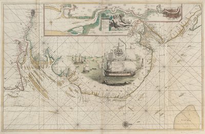 Een kaart van de oostkust van Barton, Lincolnshire, tot Dover, Kent door Greenvile Collins
