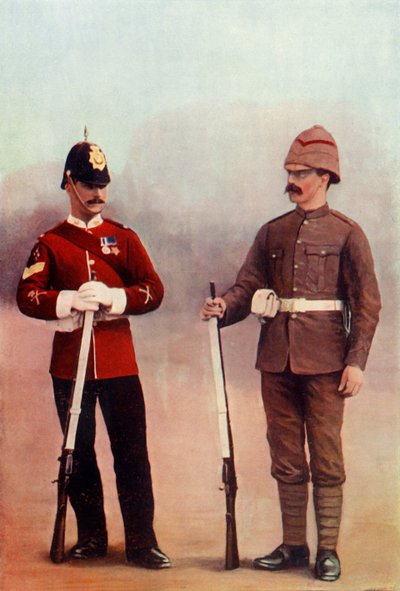 Kleur-sergeant en soldaat in kaki, Gloucester Regiment door Gregory and Co