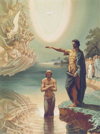 De Doop van Christus, c.1860 (litho) door Grigori Grigorevich (after) Gagarin