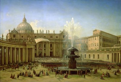 Het Piazza San Pietro in Rome ten tijde van een Pauselijke Zegen, 1850 door Grigori Grigor