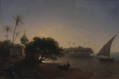 Uitzicht op de Nijl in Egypte, 1851 door Grigori Grigorevich Chernetsov