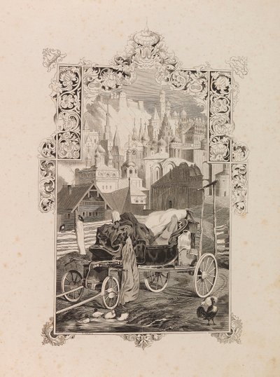 Frontispice voor novelle Tarantas De Tarantass door Vladimir Sollogub, 1845 door Grigori Grigorevich Gagarin