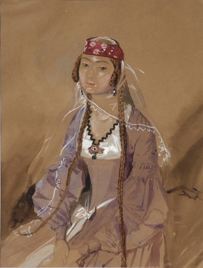 Portret van Gravin Marta Sologashvili, Prinses Eristavi door Grigori Grigorevich Gagarin