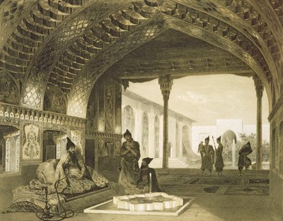 De Spiegelzaal in het Paleis van de Sardar van Jerevan, Armenië, plaat 17 uit een boek over de Kaukasus, gegraveerd door Charles Claude Bachelier en Celestin Francois Nanteuil (1813-73) uitgegeven door Alfred door Grigori Grigorevich Gagarin